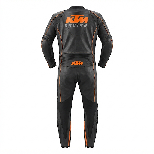 1.3mm Cowhide Leather Motorcycle Racing Suit – Black Orange