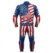 Digital Printing 1.3mm Leather Racing Suit US Flag