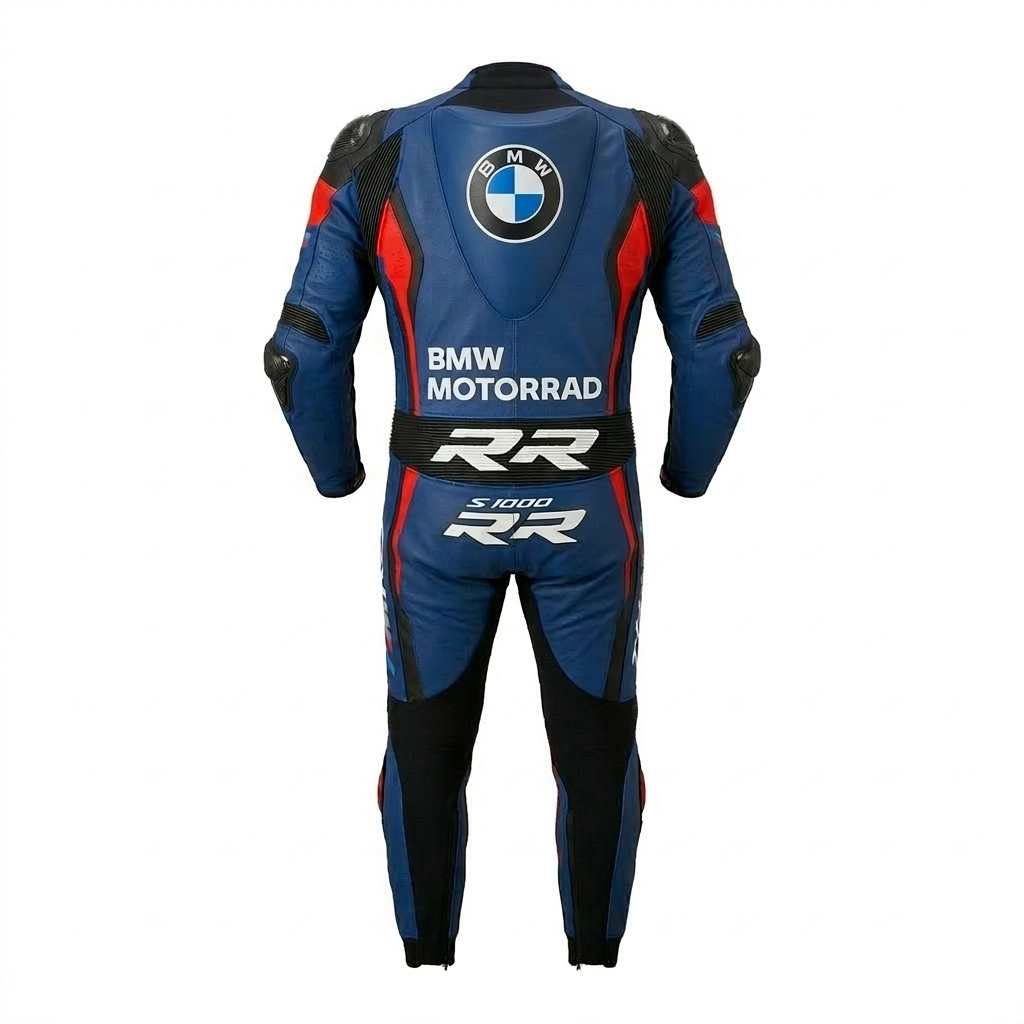 Motorbike Racing Suit Blue Red Premium Leather Motorbike Suit