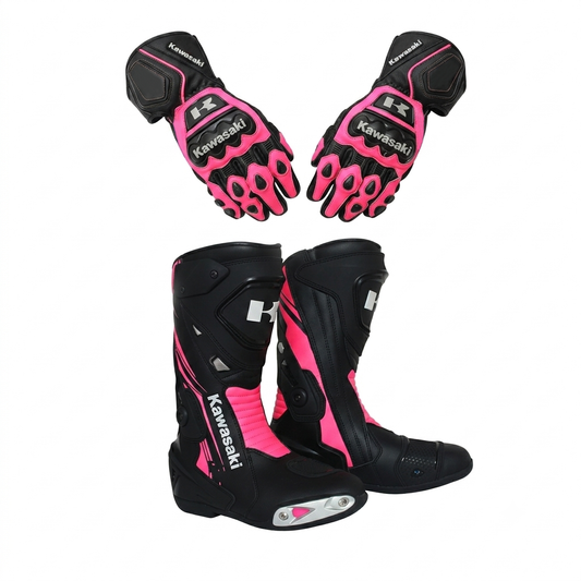 Motorcycle Racing Boots and Gloves – Leather Riding Gear Set