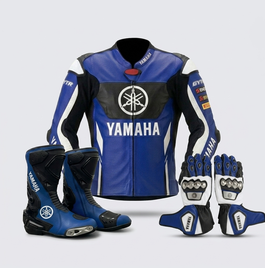 Men’s Motorcycle Racing Gear Set – Leather Suit, Boots & Gloves
