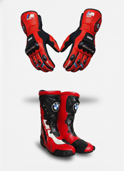 Motorcycle Leather Boots & Gloves Combo – Protective Riding Gear