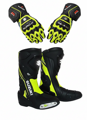 Motorcycle Racing Boots and Gloves – Leather Riding Gear Set