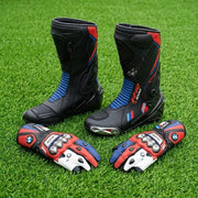 Premium Leather Motorcycle Boots & Gloves Set