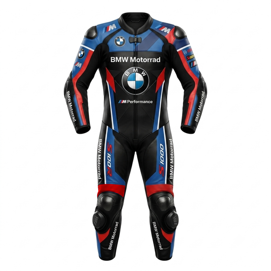 Premium Leather Protective Motorcycle Black Blue Red Suit – Sport Bike Track Riding Suit
