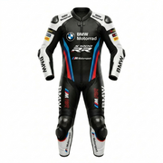 Premium Leather Protective Motorcycle Black Blue Professional Track Riding Suit