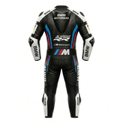 Premium Leather Protective Motorcycle Black Blue Professional Track Riding Suit