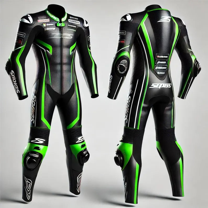 Motorbike Leather Racing Suit – Black Green Riding Motorcycle Suit