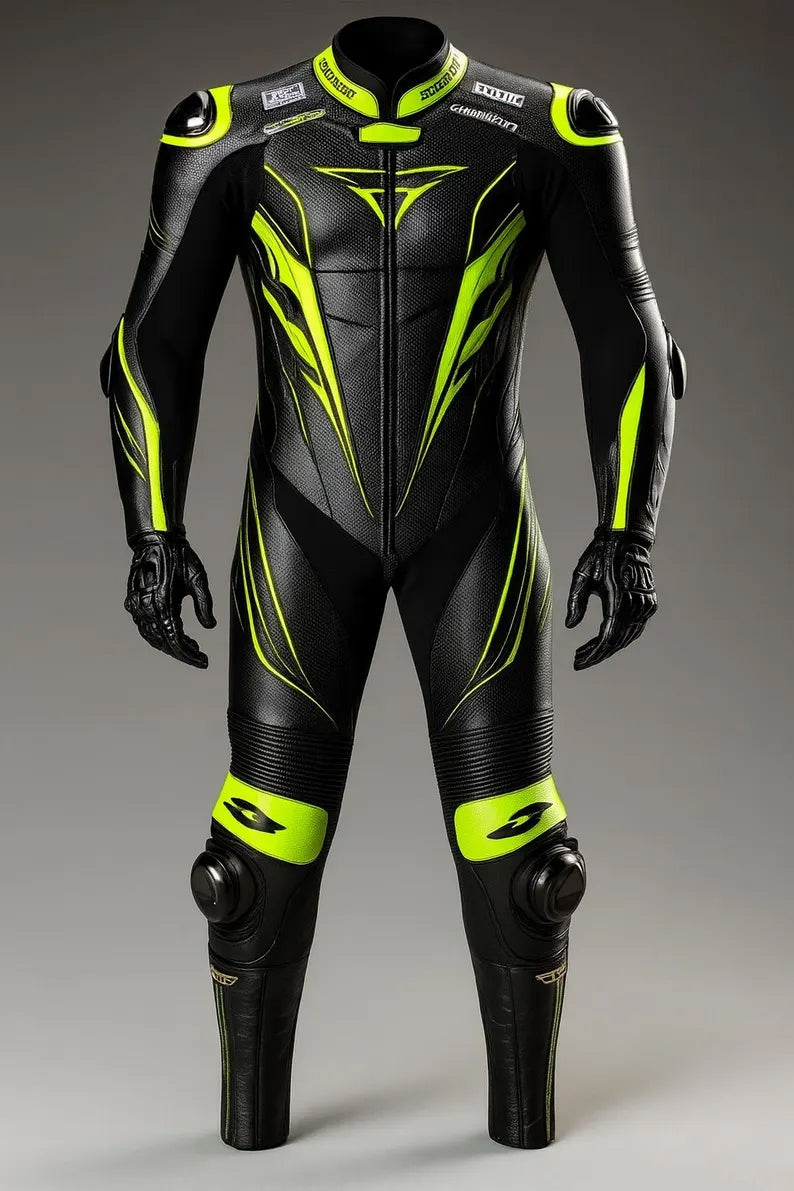 Motorbike Leather Racing Suit – Black Green Riding Motorcycle Suit