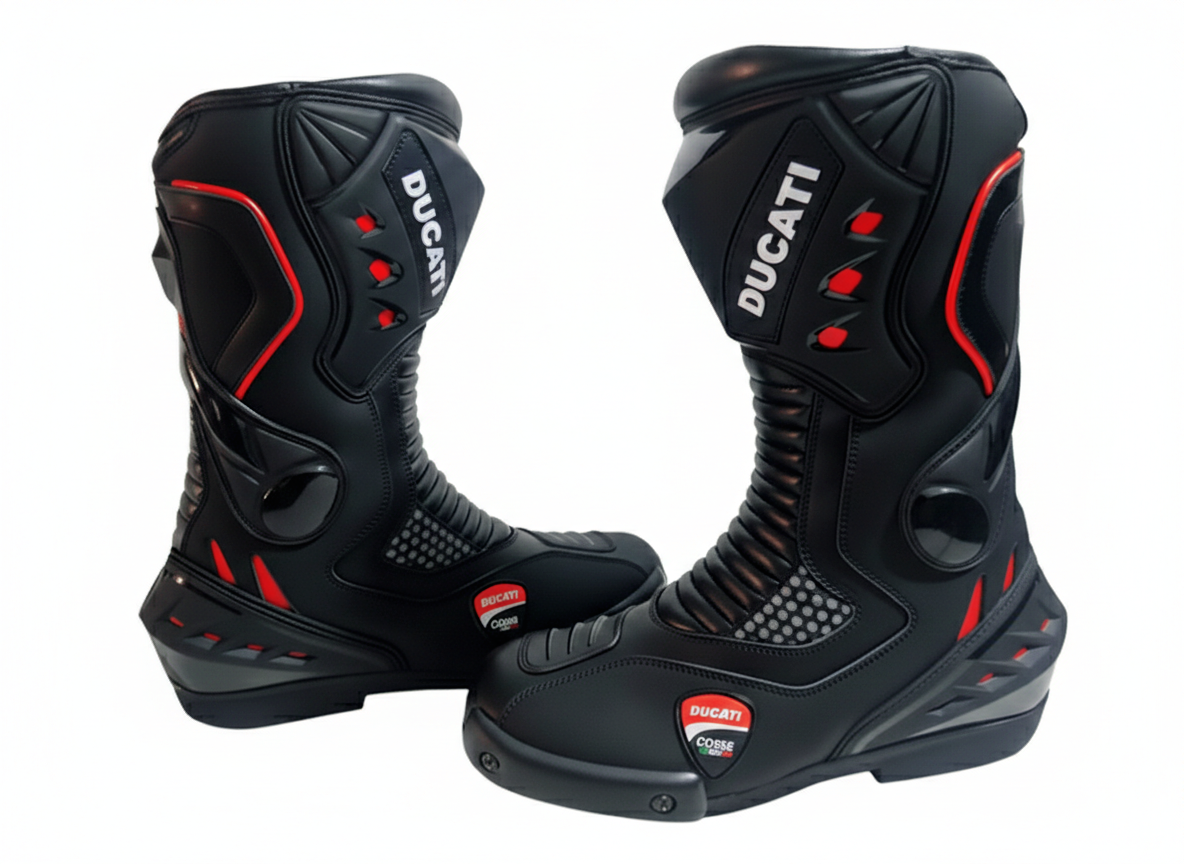 Motorbike Leather Racing Shoes – Protective Riding Boots