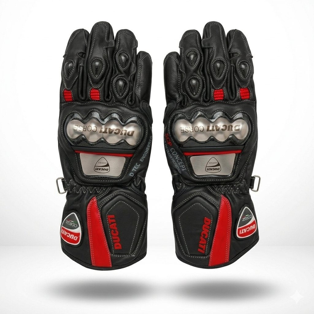Motorcycle Leather Racing Gloves – Protective Riding Gloves