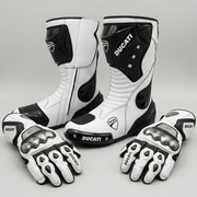 Motorcycle Racing Boots and Gloves – Leather Riding Gear Set