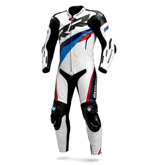 Motorbike Racing Suit – Black White Premium Leather Protective Motorcycle Suit