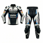 Motorbike Racing Suit – Black White Blue Red Premium Leather Protective Motorcycle Suit