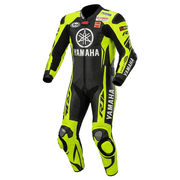 Men’s 1.3mm Leather Back Yellow Motorcycle Racing Suit – Protective Armor