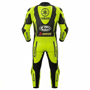 Men’s 1.3mm Leather Back Yellow Motorcycle Racing Suit – Protective Armor