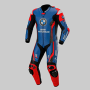 Motorbike Riding Suit Blue Red Premium Leather Motorbike Suit