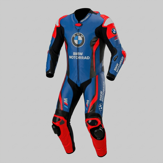 Motorbike Riding Suit Blue Red Premium Leather Motorbike Suit