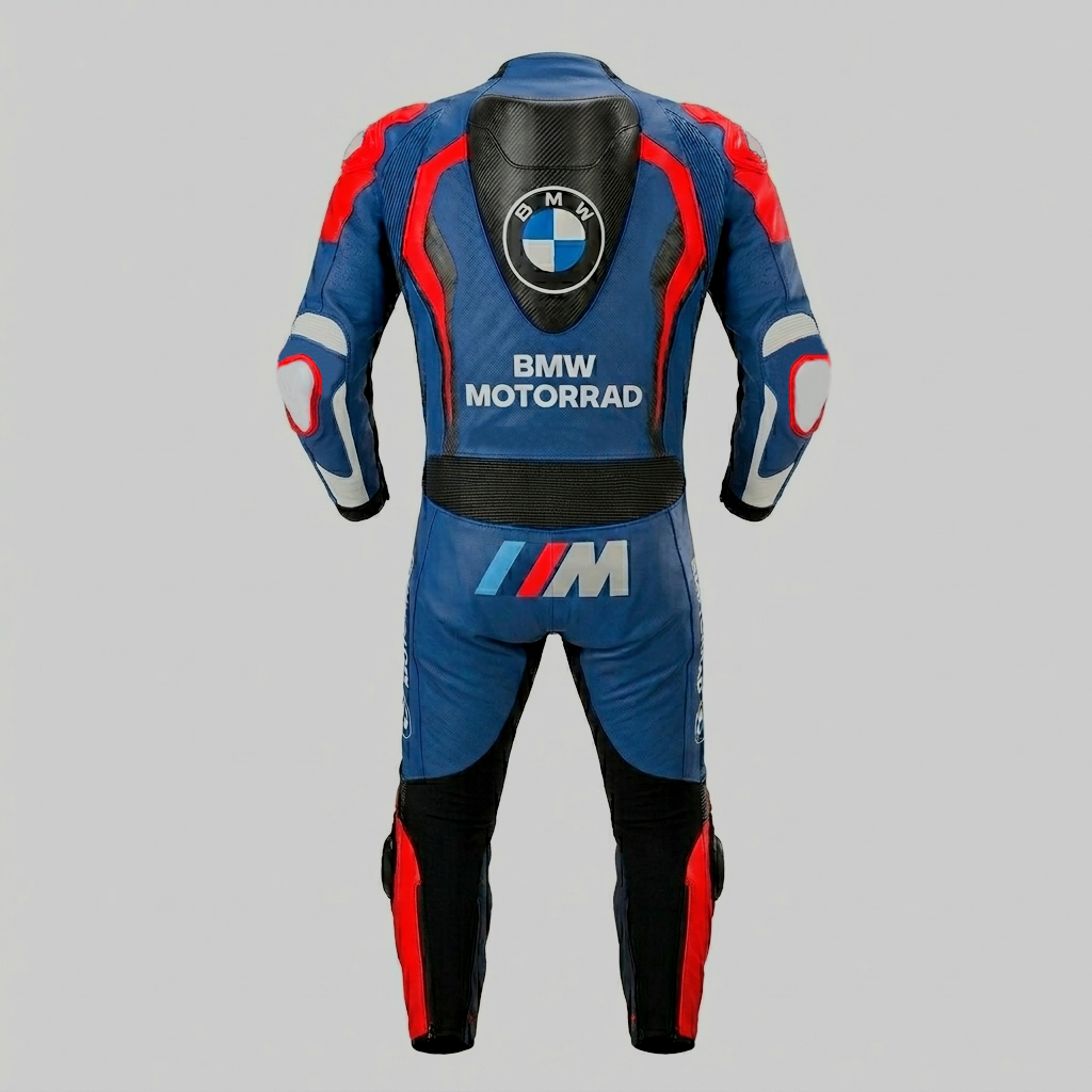Motorbike Riding Suit Blue Red Premium Leather Motorbike Suit