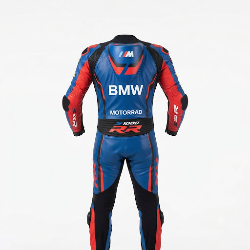Motorbike Riding Suit Blue Red  Leather Motorbike Suit