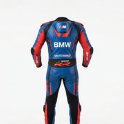 Motorbike Riding Suit Blue Red  Leather Motorbike Suit