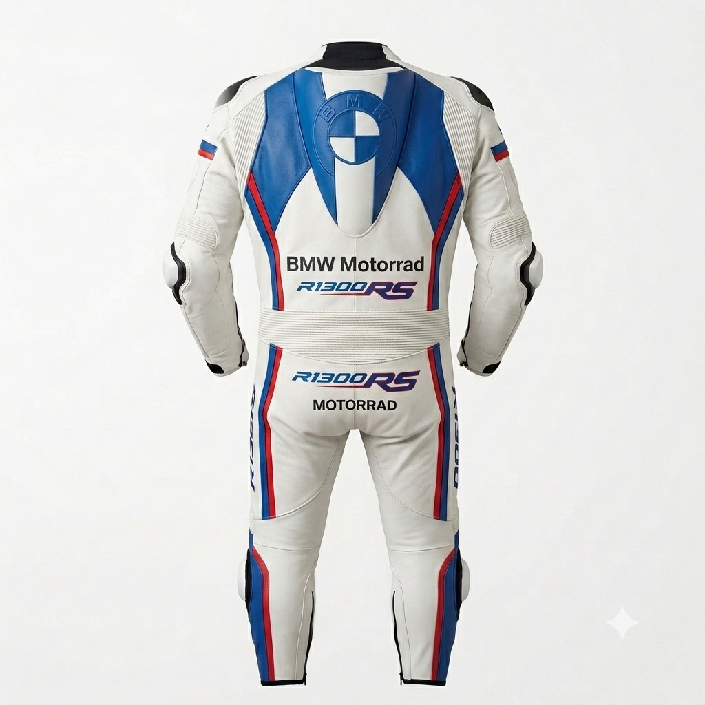 Motorbike Riding Suit White Leather Motorbike Suit