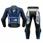 Motorbike Riding Suit Blue White Leather Motorbike Suit