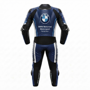 Men’s 1.3mm Leather Motorcycle Racing Suit Blue White
