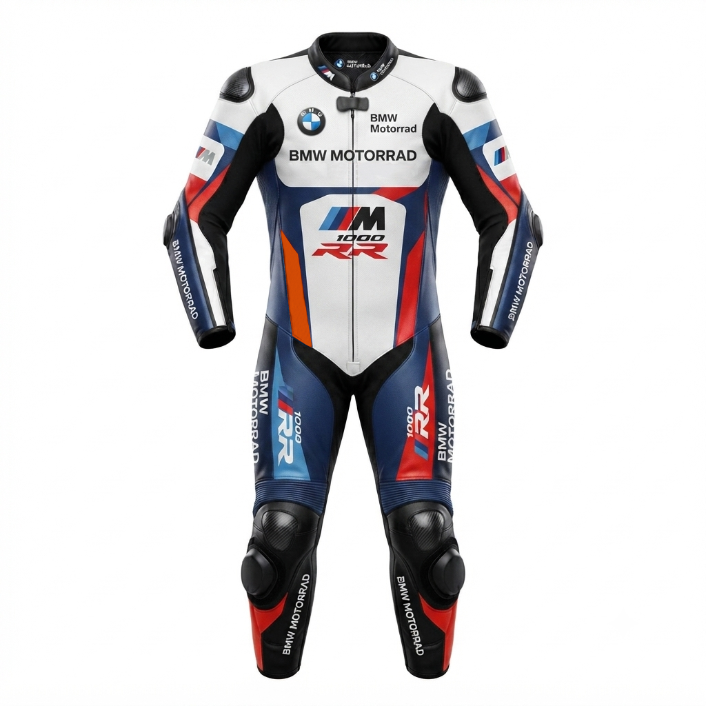 Cowhide Leather Motorcycle Racing Suit – White Red Sport & Track Riding