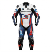 Cowhide Leather Motorcycle Racing Suit – White Red Sport & Track Riding