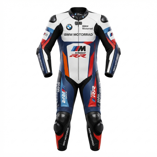 Cowhide Leather Motorcycle Racing Suit – White Red Sport & Track Riding