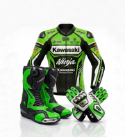 Premium Leather Motorcycle Racing Suit, Boots & Gloves Full Kit