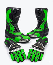 Motorcycle Leather Boots & Gloves Combo – Protective Riding Gear