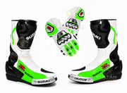 Premium Leather Motorcycle Boots & Gloves Set