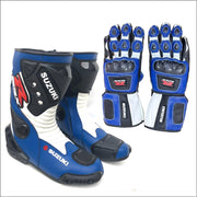 Motorcycle Racing Boots and Gloves – Leather Riding Gear Set