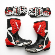 Motorcycle Leather Boots & Gloves Combo – Protective Riding Gear