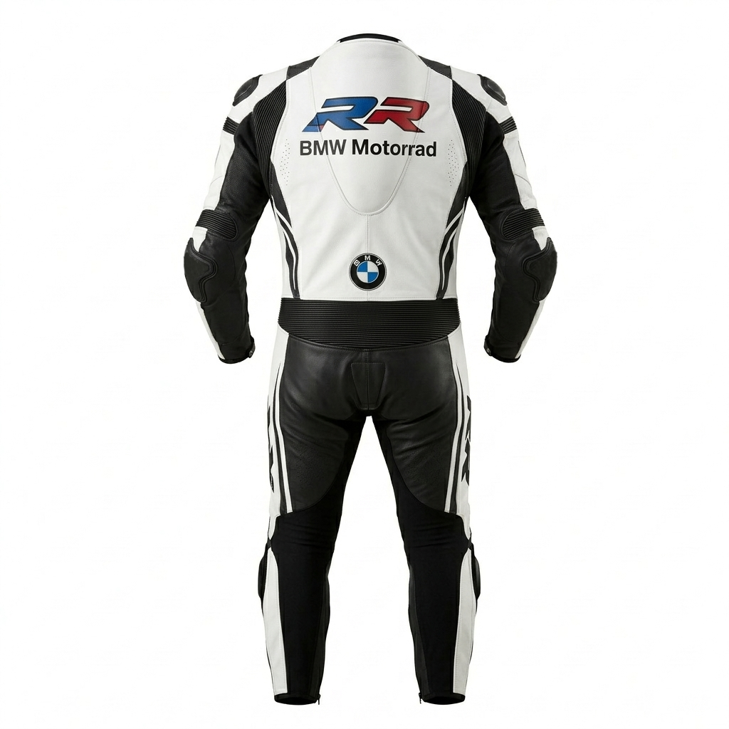 White Black Cowhide Leather Motorcycle Racing Suit Sport & Track Riding