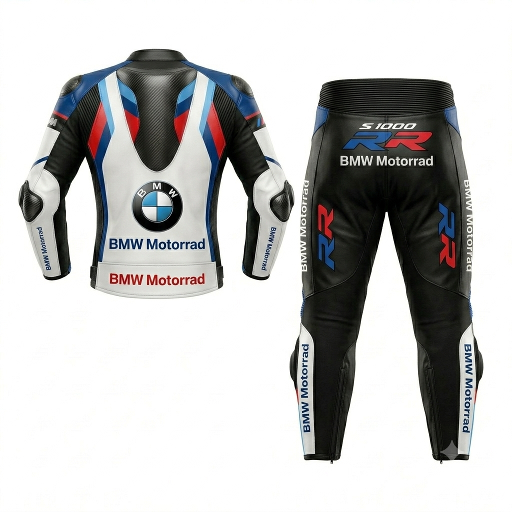 White Blue Cowhide Leather Motorcycle Racing Suit Sport & Track Riding