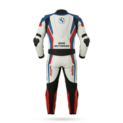 White Red Blue 1.3mm Genuine Leather Motorbike Racing Suit – Protective Gear