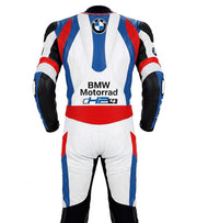 White Red Blue 1.3mm Genuine Leather Motorbike Racing Suit – Protective Gear