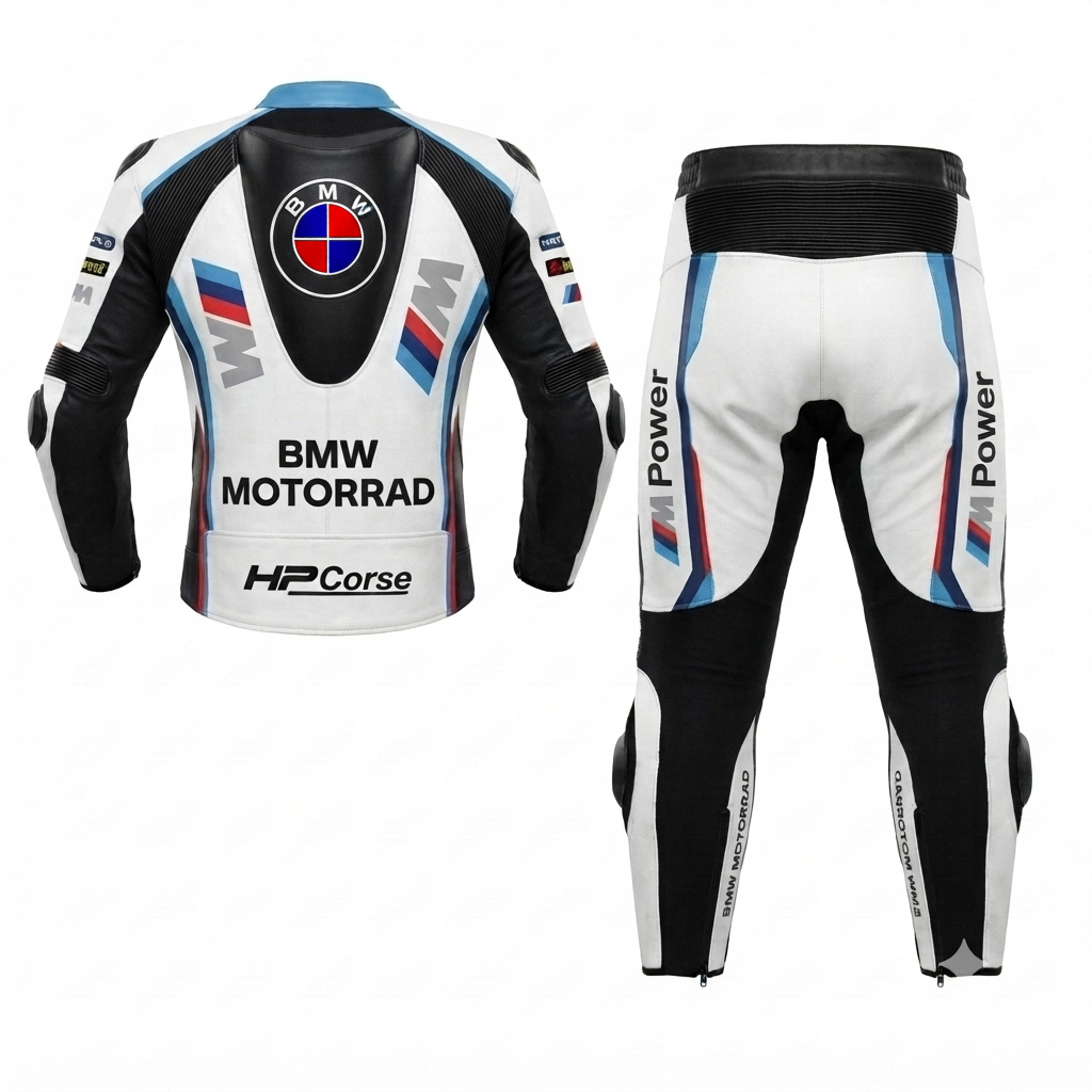 White Red Blue Professional Motorcycle Leather Racing Suit – CE Approved Armor