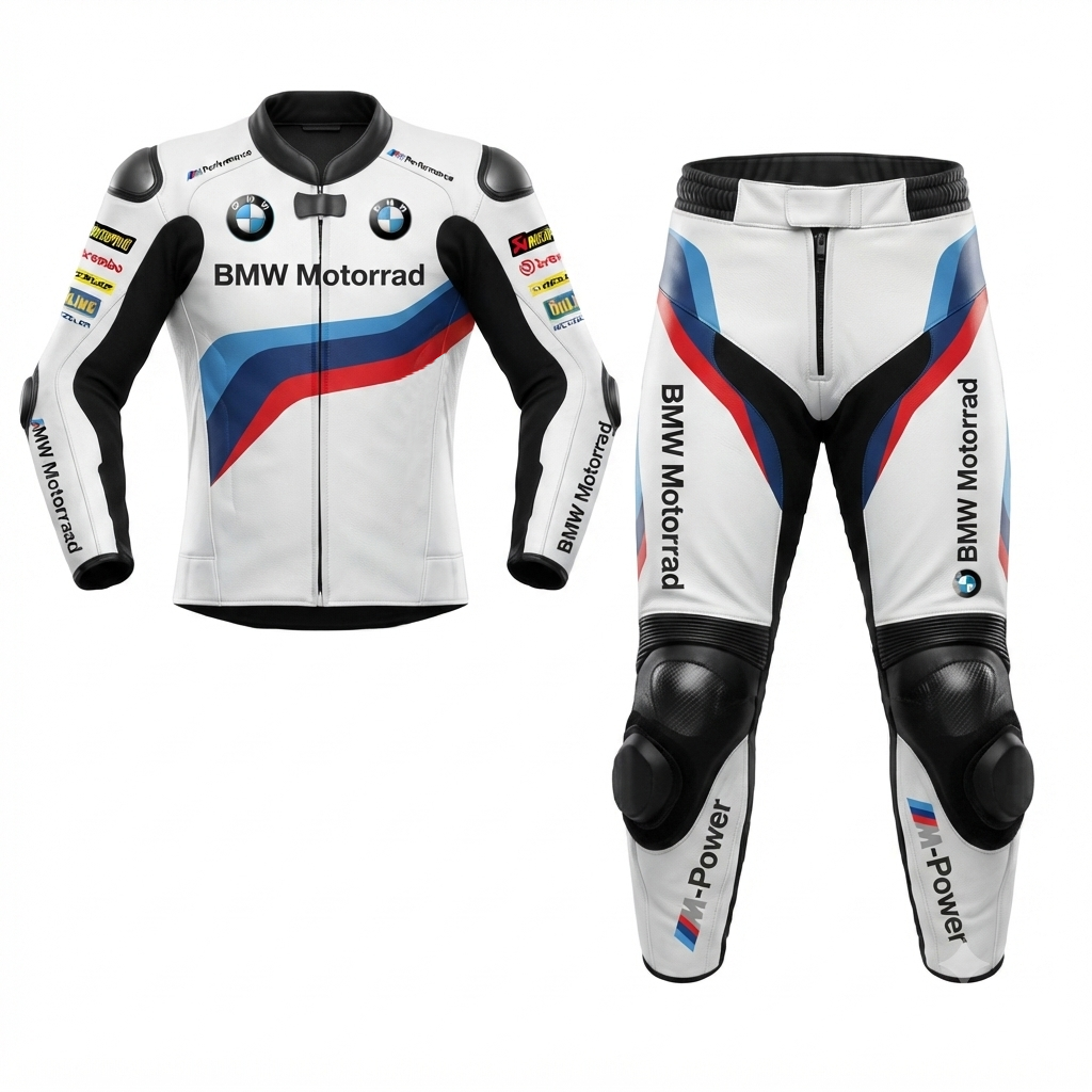 White Red Blue Professional Motorcycle Leather Racing Suit – CE Approved Armor
